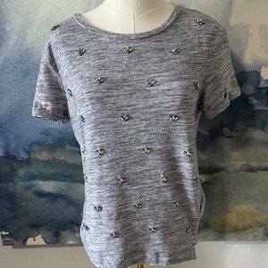 Kenar S Embellished sparkly Heather Gray Short Sleeve Women’s Top